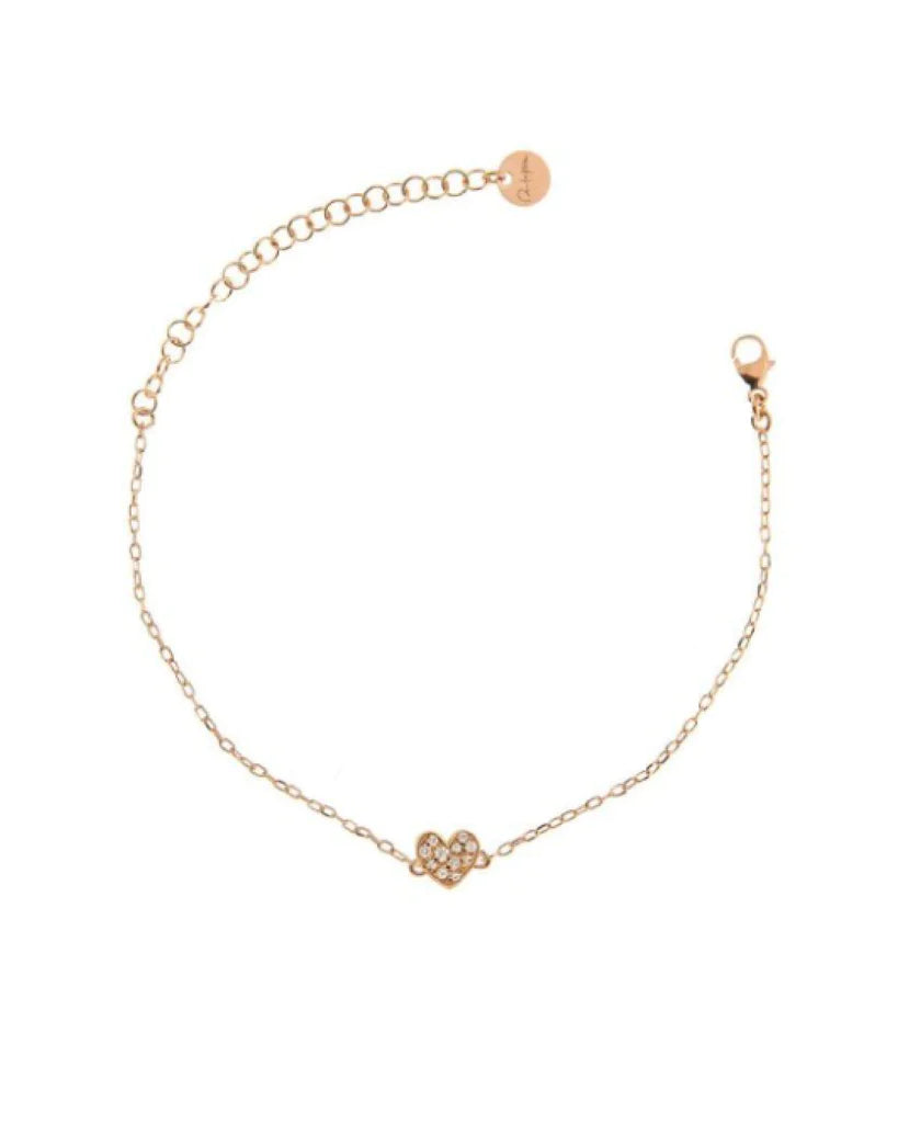 Pulsera Corazón de Polvo de Estrellas y Circonitas Rosas BRZ-011 CUO