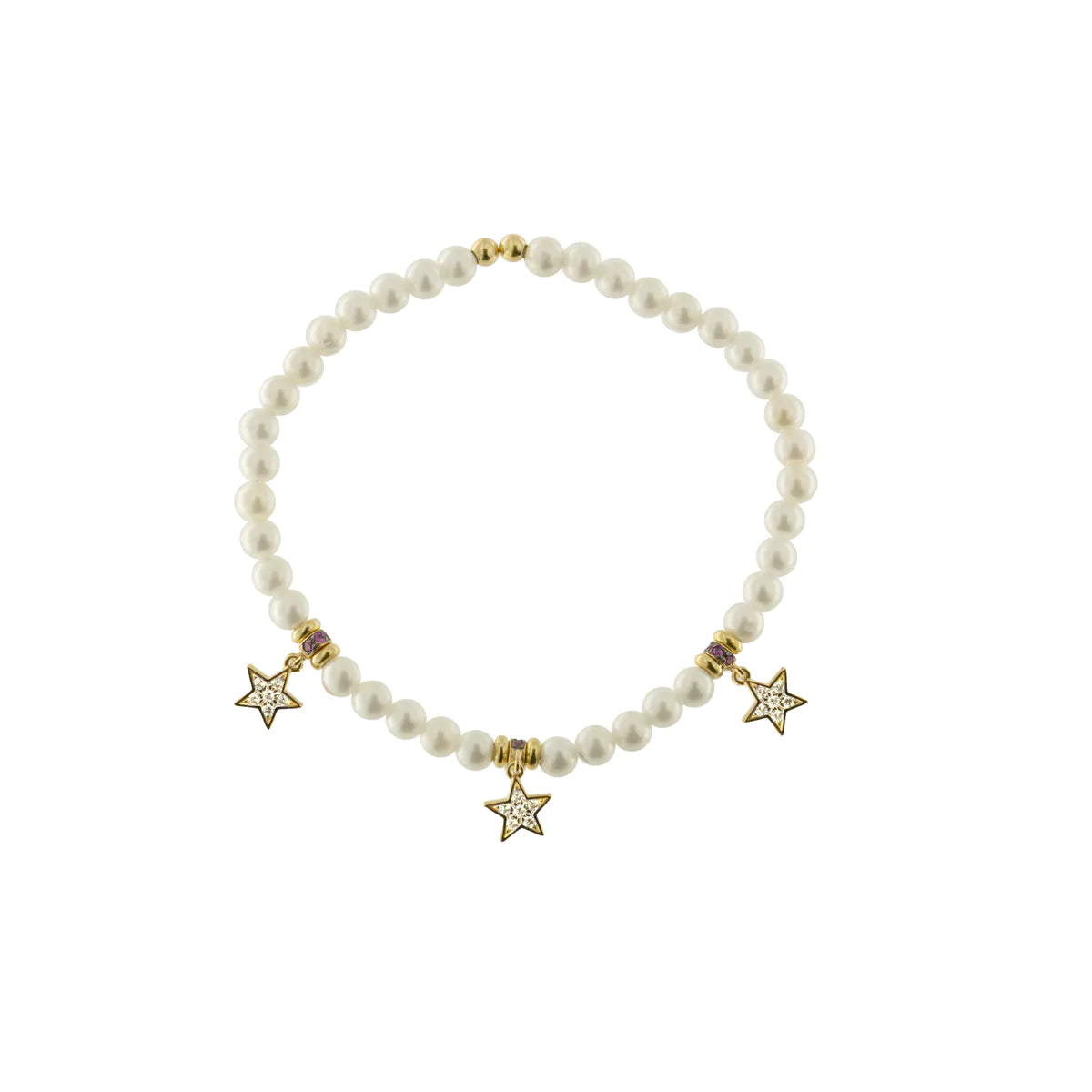 Pulsera Perla Elástica 3 Estrellas BRZ-013 M1 AU