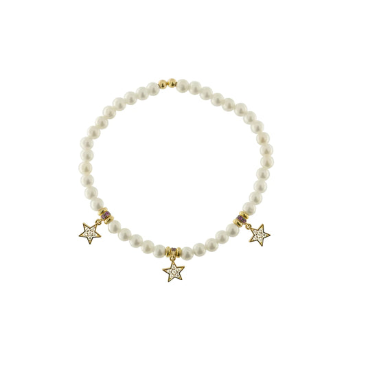 Bracciale Elastico Perle 3 Stelle BRZ-013 M1 AU