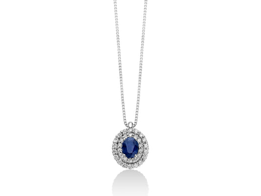 Precious Gems Collier con diamantes y zafiro azul CLD4328