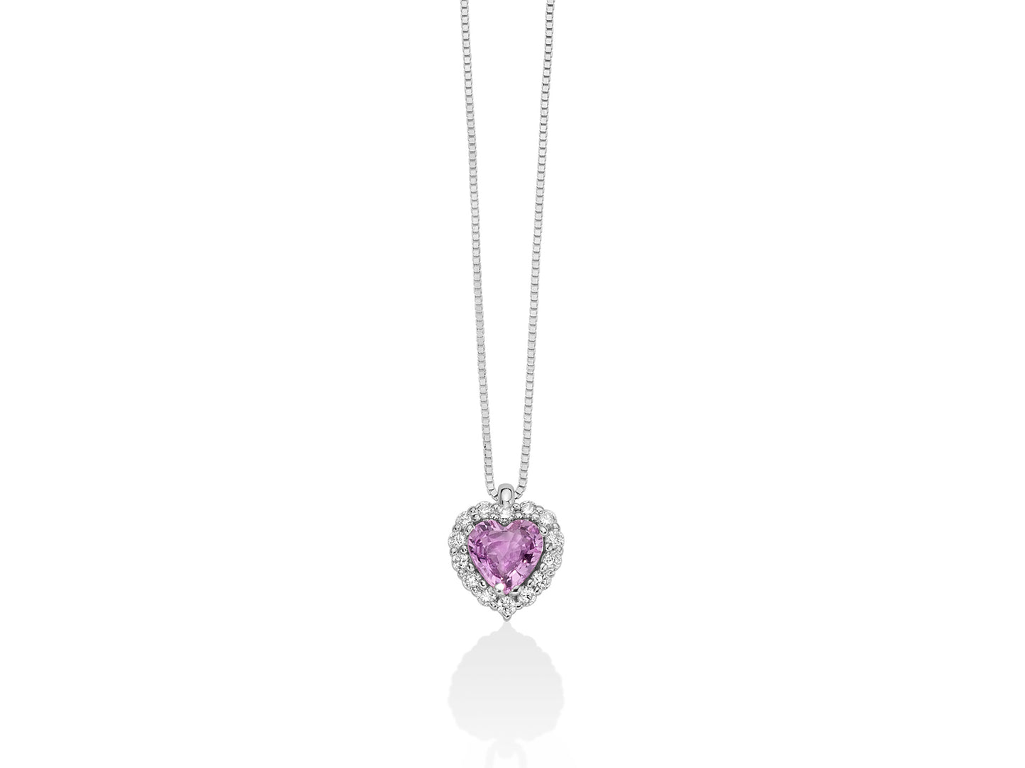 Collier Premium Gemme Zaffiro Rosa a Cuore e Diamanti CLD4459