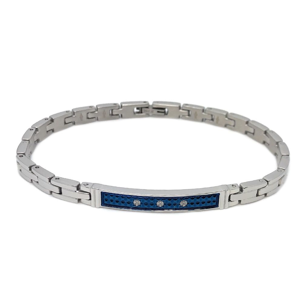 Bracciale Uomo Con Targa Blu EHB197