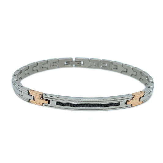 Bracciale Uomo con due Maglia Rosate EHB198