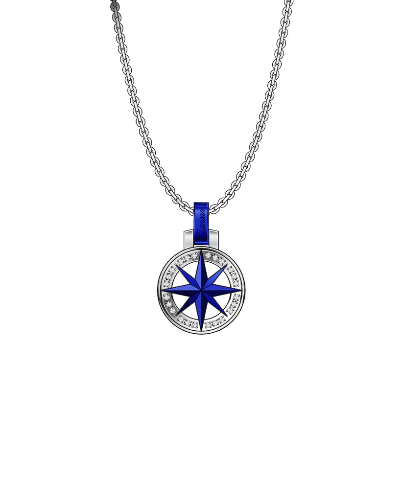 Collana Uomo HiTeck Rosa dei Venti Blu EHC159