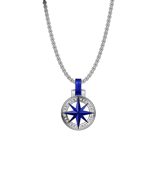 Collana Uomo HiTeck Rosa dei Venti Blu EHC159