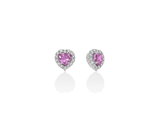 Pendientes de corazón de zafiro rosa Premium Gems y diamantes ERD2637
