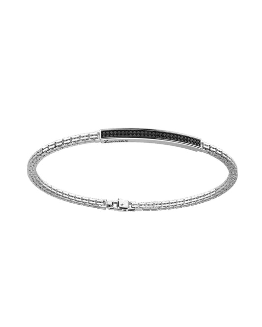 Pulsera de Hombre en Plata con Espinelas Negras ESB153