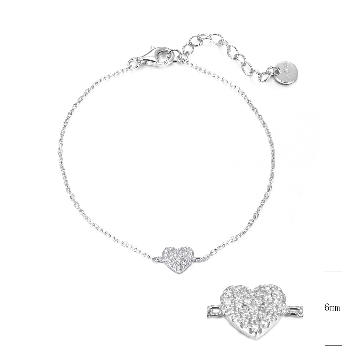 Pulsera Corazón de Plata con Circonitas Blancas EVBR05000900