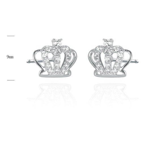 Pendientes Corona Plata 8mm con Circonitas Blancas EVOR05002000