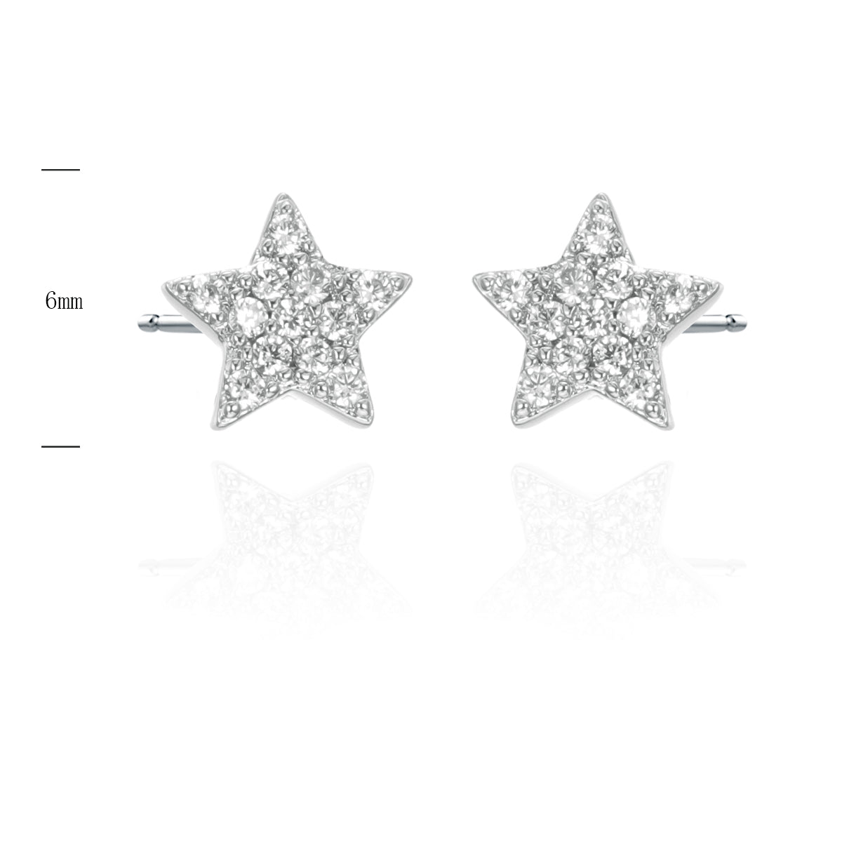 Pendientes Estrella Plata 6mm con Circonitas Blancas EVOR05002200