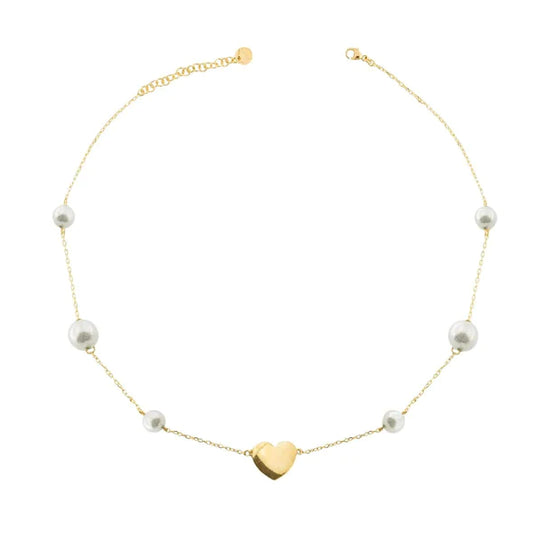 Collar Starball Corazón y Concha Perlas Pequeño GRZ-012 M3 PE AU