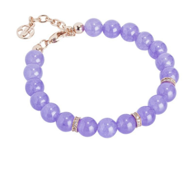 Bracciale Rosato Perle Jade Lilla e Zirconi 8mm XBR545RS