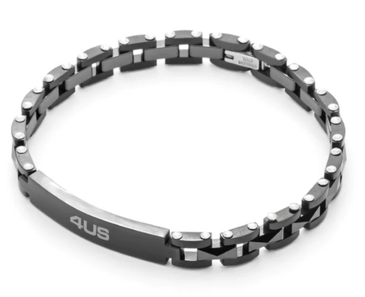 Pulsera de hombre 4US en plata y cerámica negra 4UBR5030