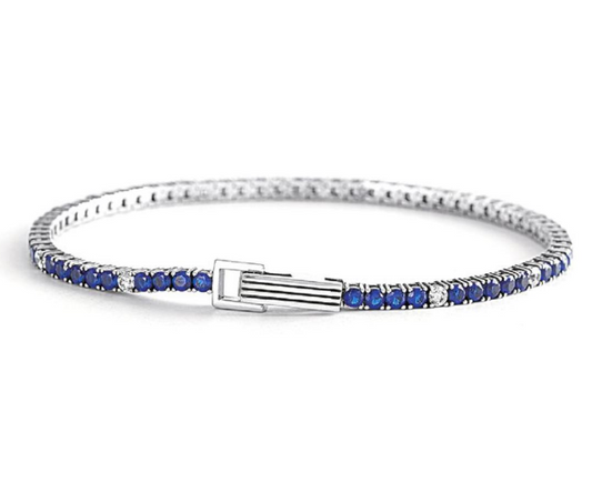 Pulsera De Tenis Para Hombre Con Piedras Azules Y Blancas 533517