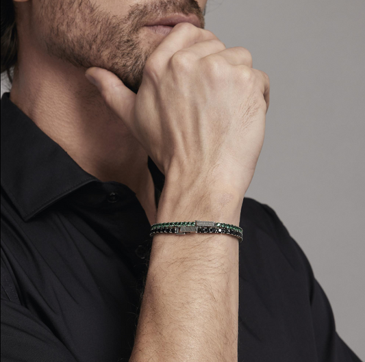 Pulsera De Hombre Tennis Con Piedras Verdes 533579