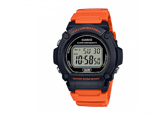 Reloj Digital Hombre Correa Naranja y Negra W-219H-4AVEF