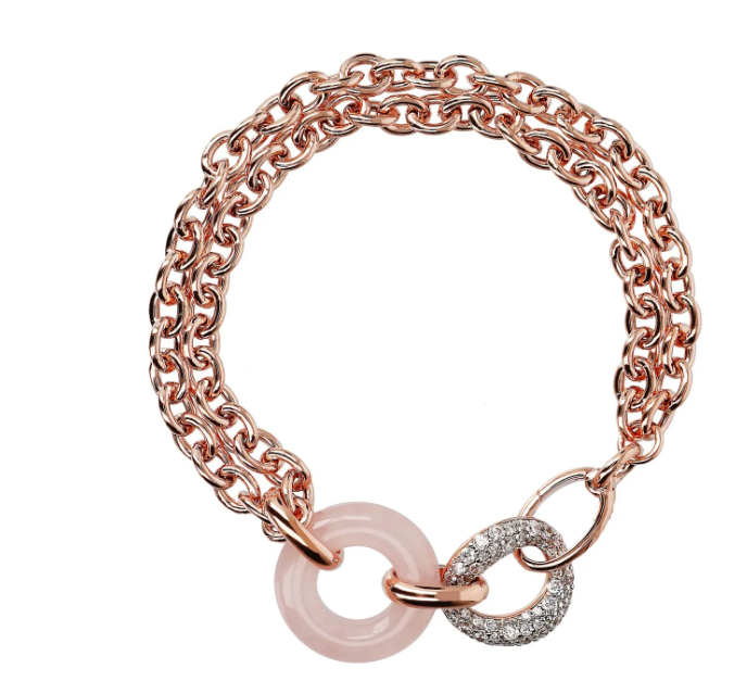 Bracciale Variegata in Pietra Rosa e Zirconi WSBZ01383.RQ