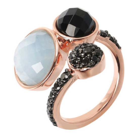 Anillo Altissima con aguamarina rosa y ónix negro WSBZ02064.MK