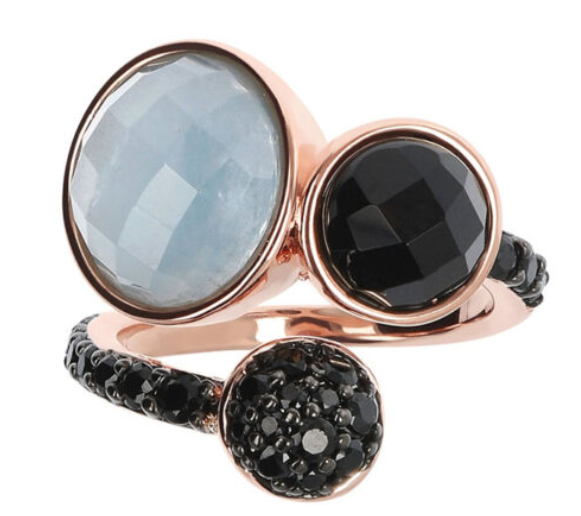 Anillo Altissima con aguamarina rosa y ónix negro WSBZ02064.MK