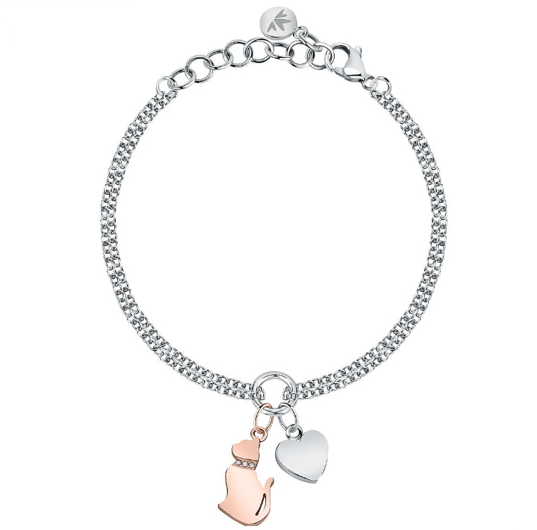 Bracciale Mascotte Gatto e Cuore SAVL11