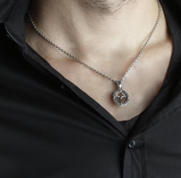 Collana Uomo Argentata Pendente Ancora SAHB01