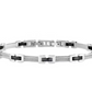 SKR36 Pulsera de plata y acero negro para hombre