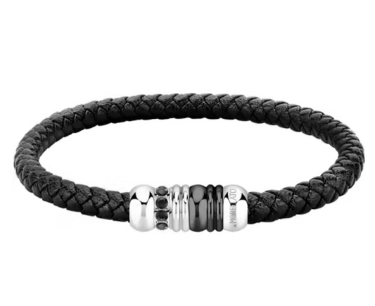 Bracciale Uomo Cinturino Pelle Nero SQH53