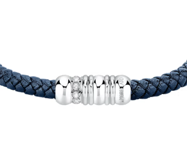 Bracciale Uomo Cinturino Pelle Blu SQH55