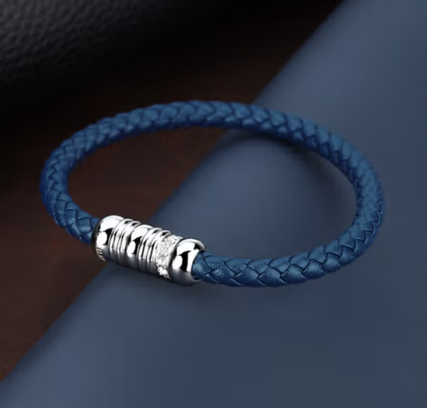 Bracciale Uomo Cinturino Pelle Blu SQH55