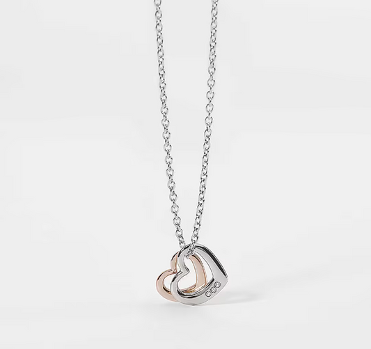 Collana Mon Amour con Cuori in Acciaio e Rosati 251790