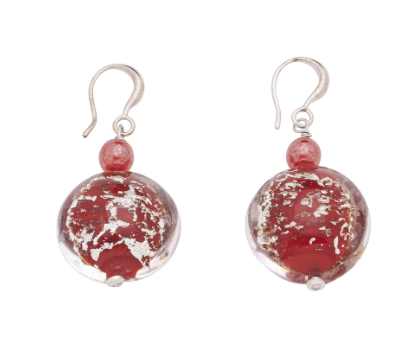 Aretes cortos Sandy Winter con parte superior roja OR681A11 