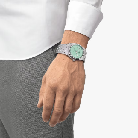 Orologio Uomo Prx Acciaio e Verde Acqua T1374101109101