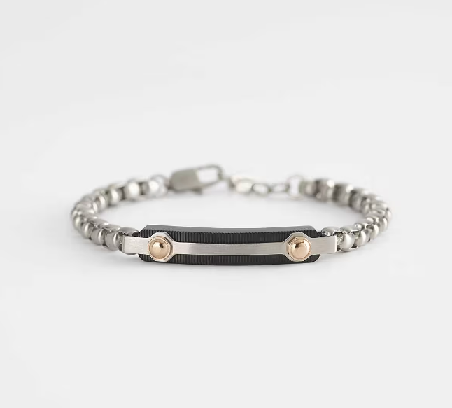 Bracciale Uomo in Acciaio, Nero e Rosé 232288