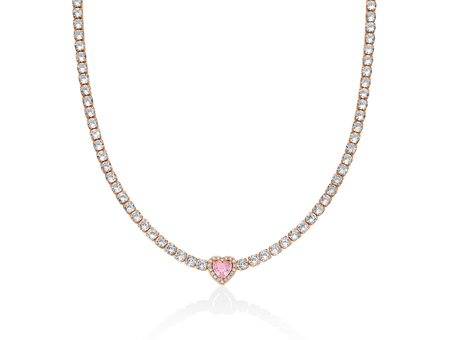 Collana con Cuore Rosa e Zirconi KCLD3949R