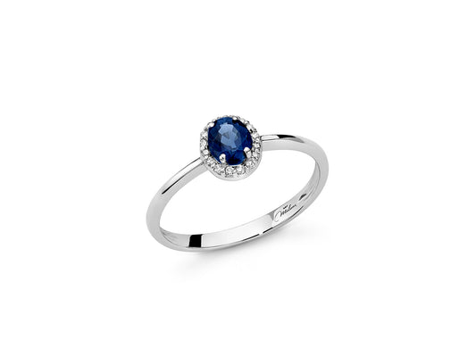 Anillo de gemas preciosas con diamantes y zafiro azul LID3266