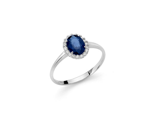 Anillo Precious Gems Diamantes y Zafiro Azul LID3271