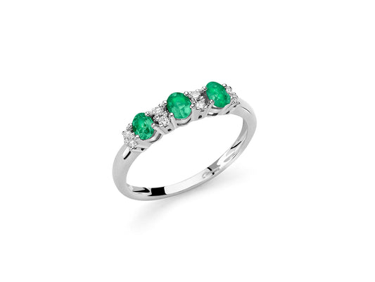 Anello Gemme Preziose Diamanti e Smeraldi LID3423