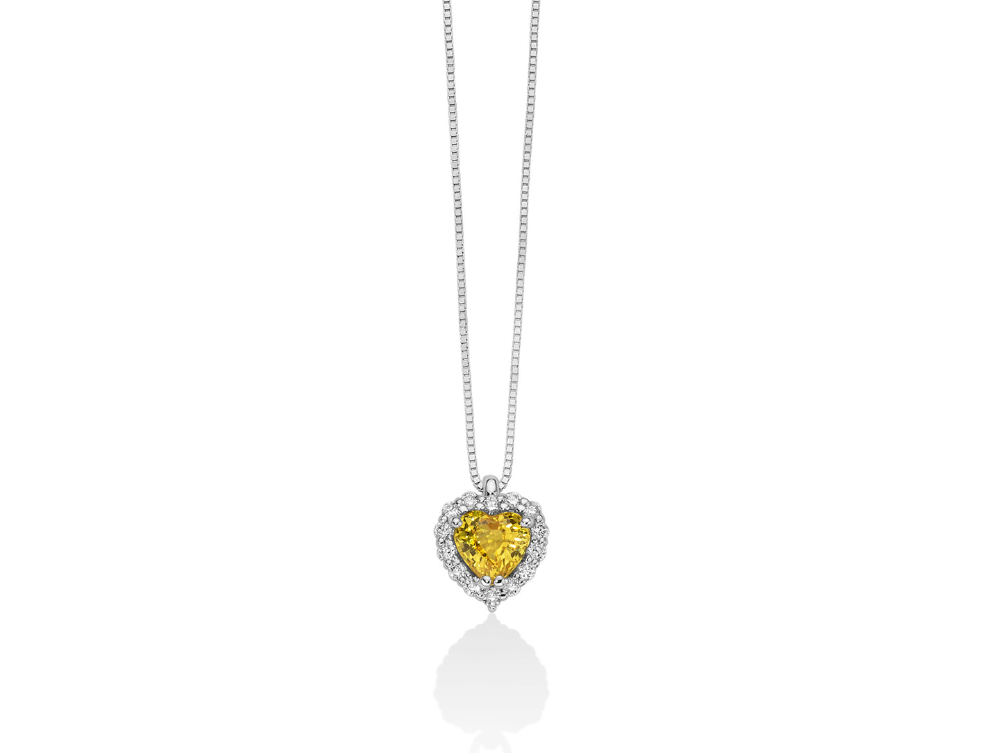 Collier Premium Gemme Zaffiro Giallo Cuore con Diamanti CLD4460