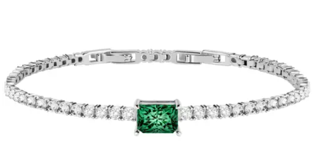 Pulsera Treasures de Plata con Piedras Blancas y Verdes SAIW91