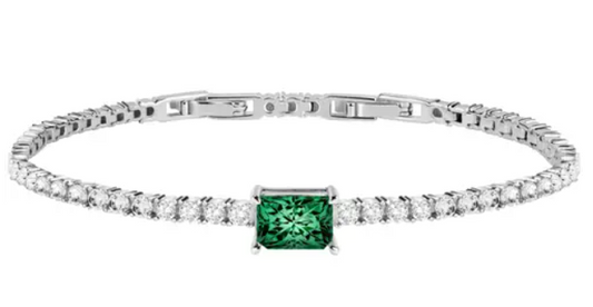 Bracciale Tesori In Argento con Pietre Bianche e Verdi SAIW91