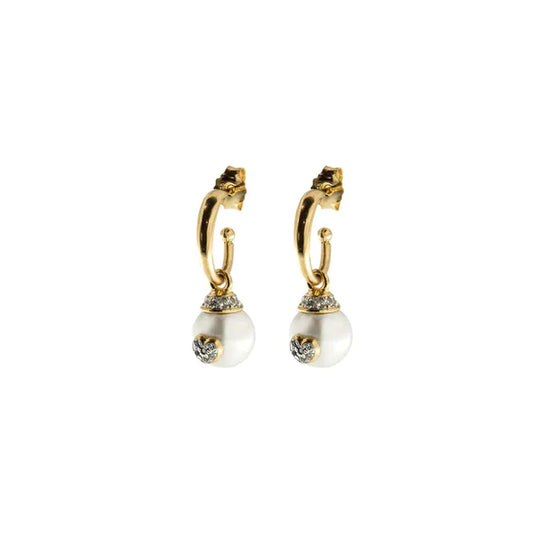 Orecchini Perle Di Conchiglia Con Cuore Di Zirconi Bianchi ORZ-013 M2 AU