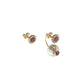 Pendientes de perla con botón de corazón de circón rojo y blanco ORZ-013 M3 AU