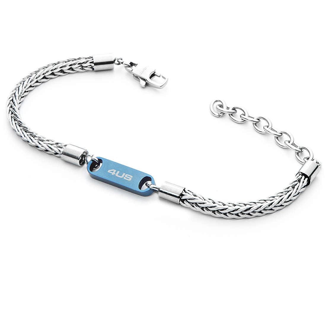 4US Pulsera Hombre Plata y Azul 4UBR5009