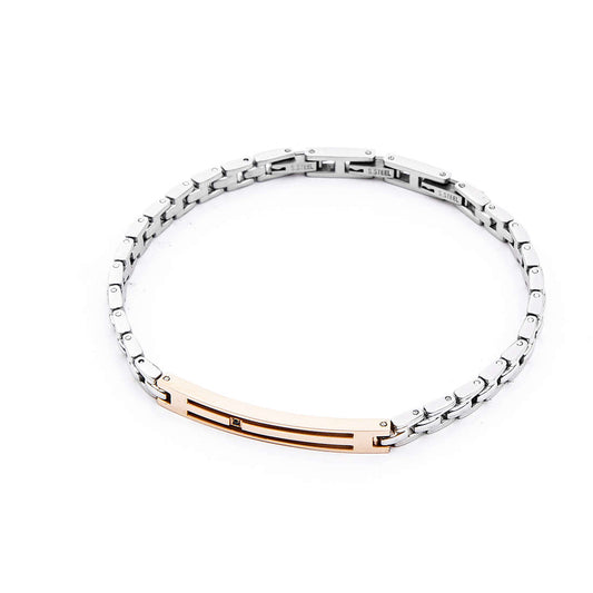 Pulsera de Hombre 4US Rosé con Circonitas Negras 4UBR4131