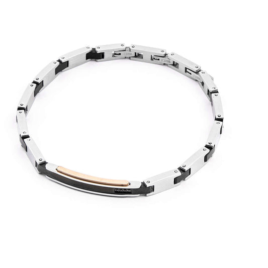 Pulsera de Hombre 4US Plata, Negro y Rosa 4UBR4126