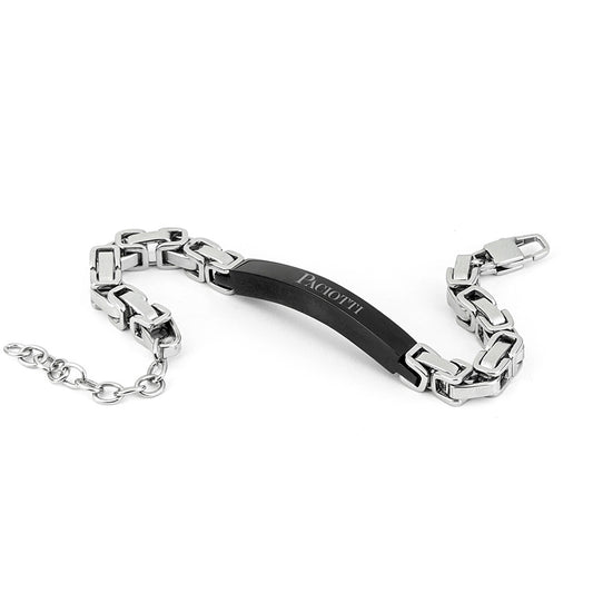 4US Pulsera Hombre Placa Negra Cadena Trenzada 4UBR4375