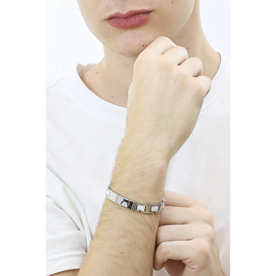 4US Pulsera Hombre Placa Cerámica Blanca 4UBR4355