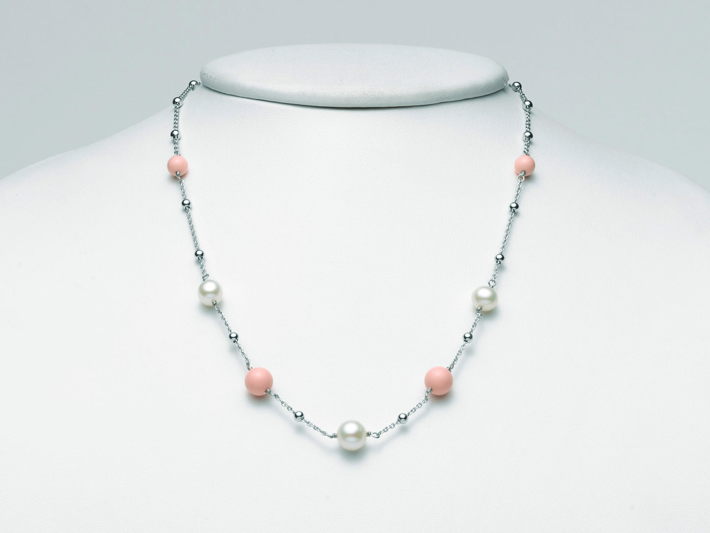 Collar con Perlas Blancas 7.5mm 9mm y Coral 6mm 8mm PCL5829