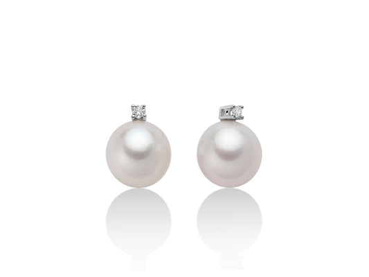 Aretes de perlas gemelas de 7 mm con diamantes PER2301