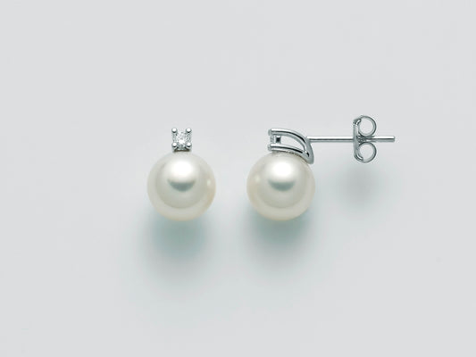Aretes de perlas gemelas de Akoya de 8 mm con diamantes PER2338
